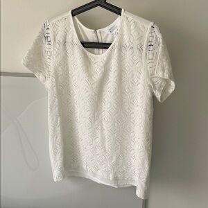 Market & Spruce White Lace Short-Sleeve Blouse